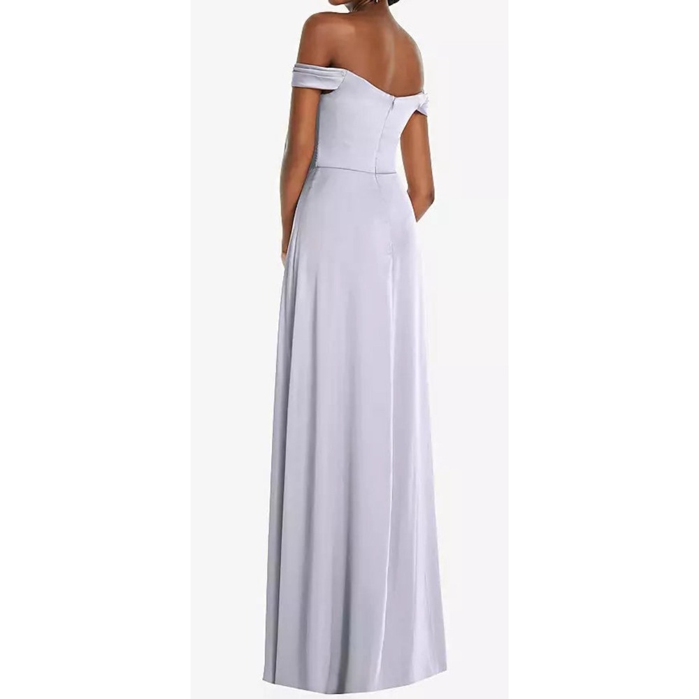 NWT Dessy Dress Size 0 OFF-THE-SHOULDER DRAPED NECKLINE MAXI Atlantic Blue‎ - Picture 2 of 12